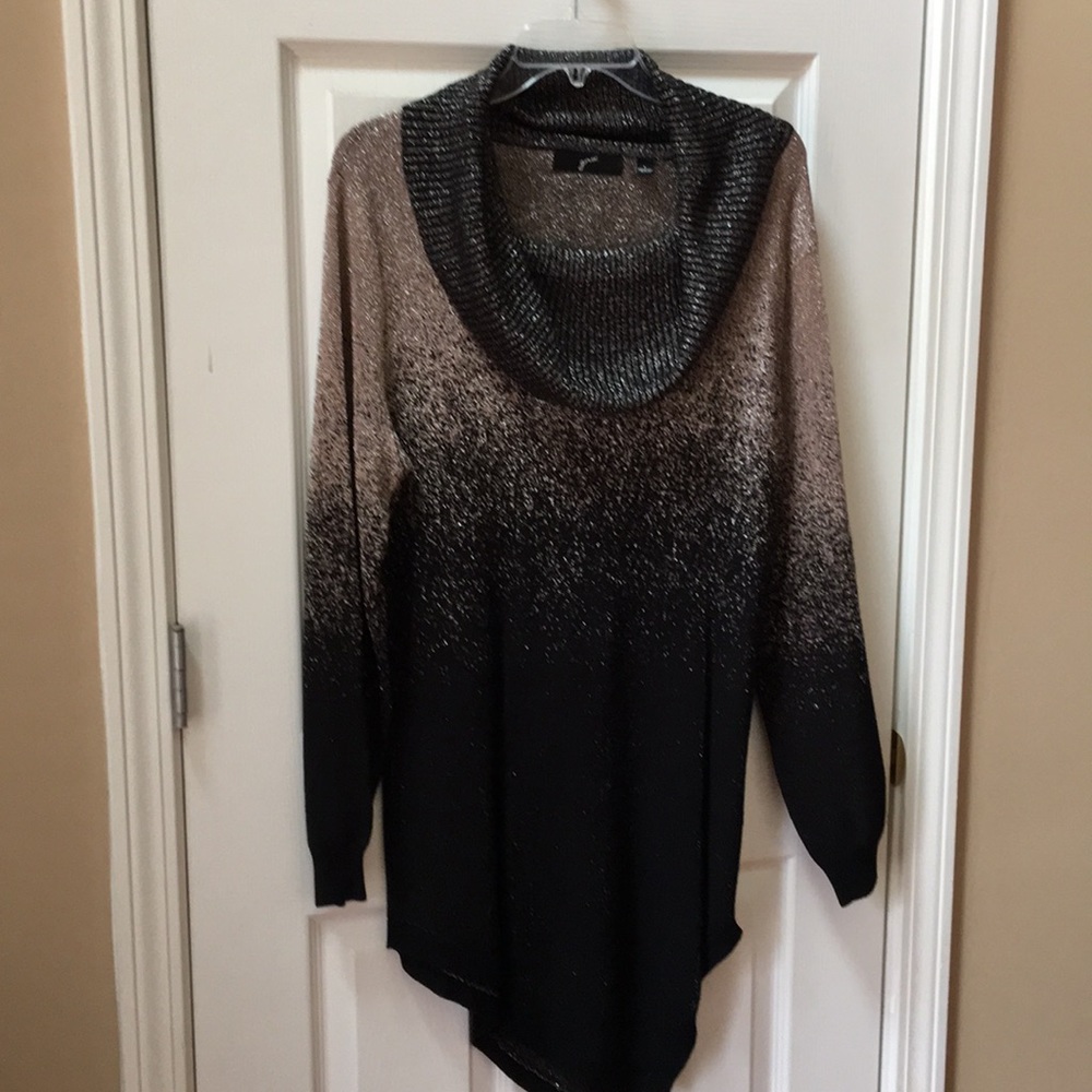 Cowl Neck Two Tone Glits and Glam Sweater